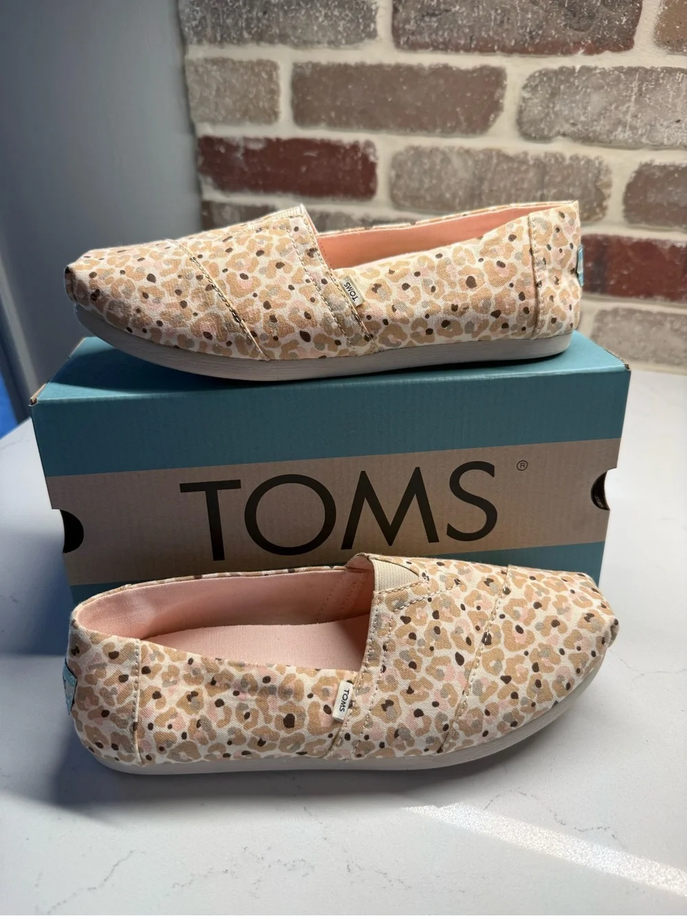 Toms Women’s Slip-On Flats in Cream Leopard Print